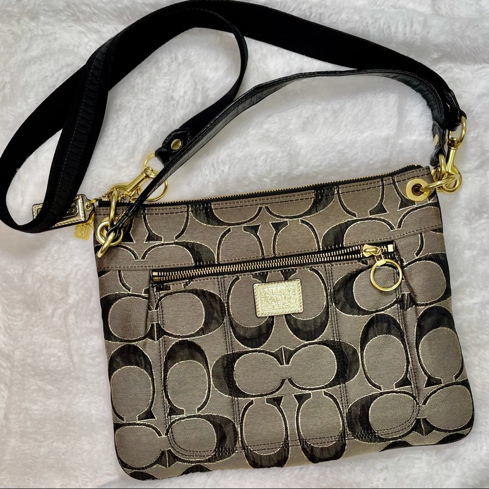 Vintage Coach Leather/Canvas Cross Body Messenger Bag